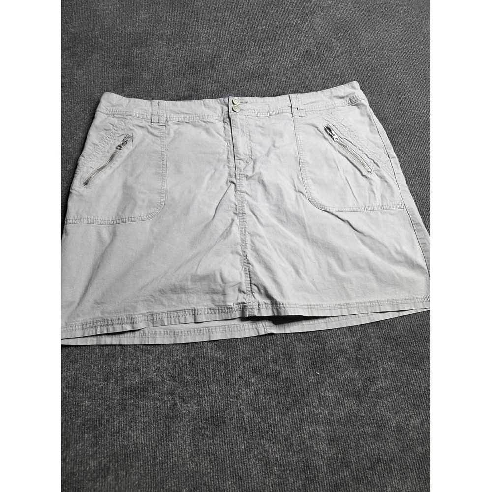 Lane Bryant Womens Plus Size 22 Gray Cotton Stretch Zip‎ Pocket Mini Skirt 2109